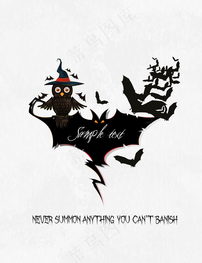 万圣节的背景与猫头鹰矢量插画