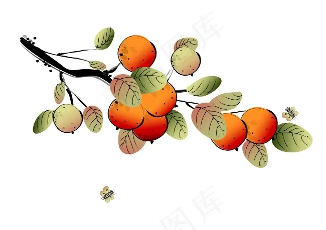 唯美植物果实水墨矢量画素材AIai矢量模版下载