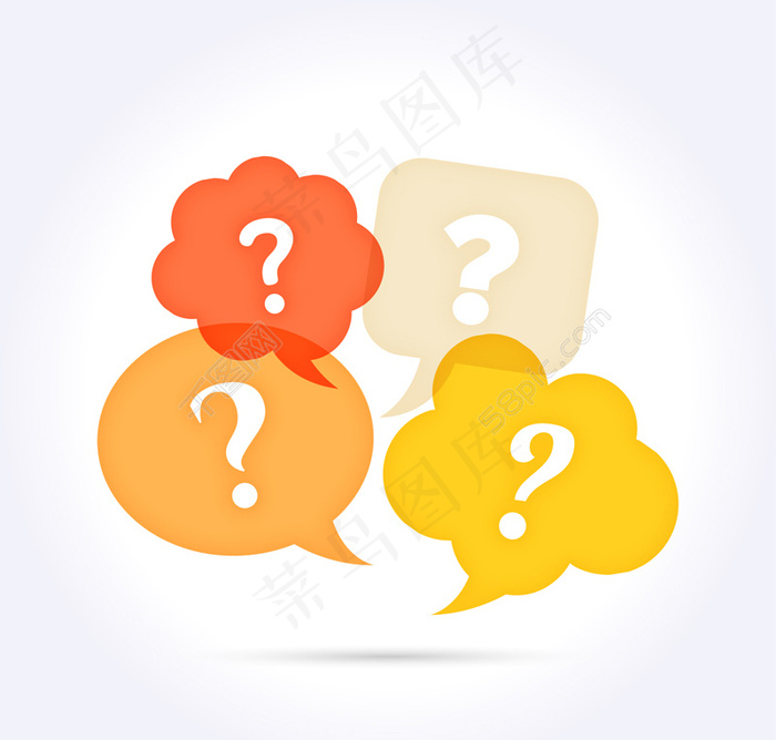 4个彩色问号语言气泡