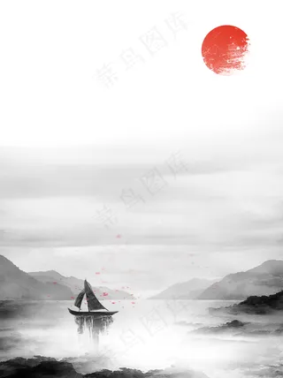 中国风复古古典水墨山水背景