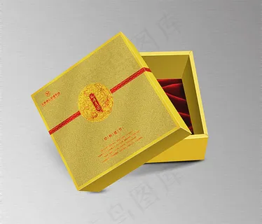 金色月饼包装盒psd下载