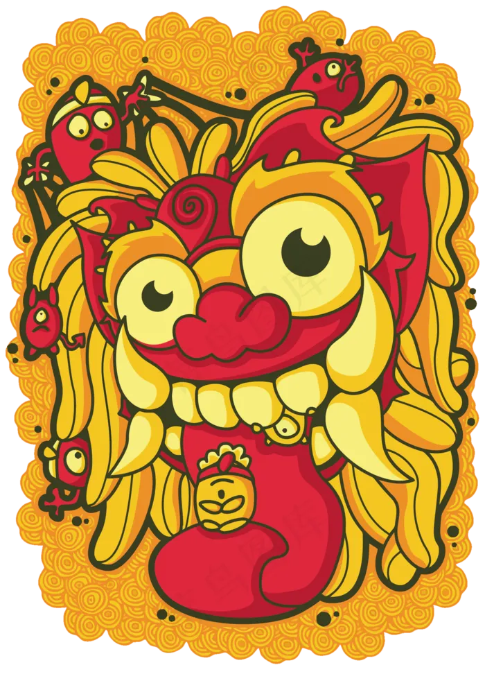 卡通节日舞龙舞狮PNG透明素材psd模版下载