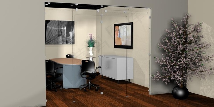 与frameles玻璃系统办公室