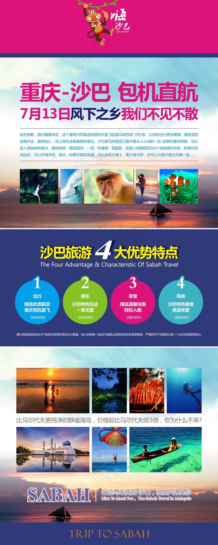 沙巴旅游易拉宝展架(800X2000)cdr矢量模版下载