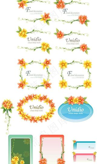 韩国植物花边边框矢量图24