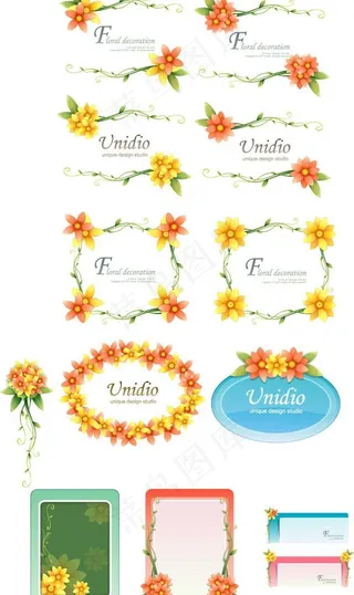 韩国植物花边边框矢量图24