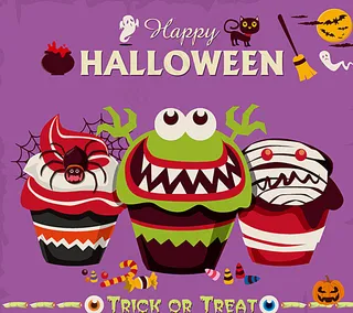 卡通万圣节怪物纸杯蛋糕图片