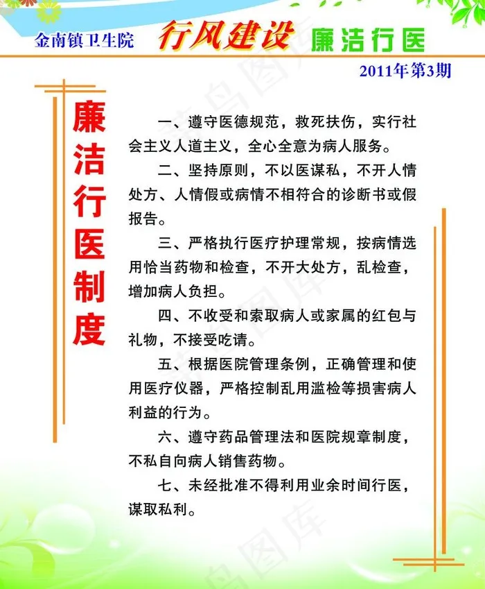 廉洁行医制度展板图片psd模版下载