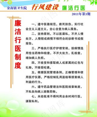 廉洁行医制度展板图片