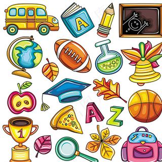 可爱卡通学习用品矢量素材图片