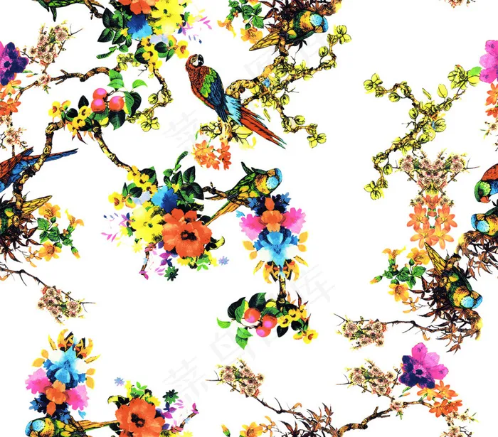 喜鹊数码印花图