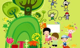 卡通玩耍的儿童插画矢量素材