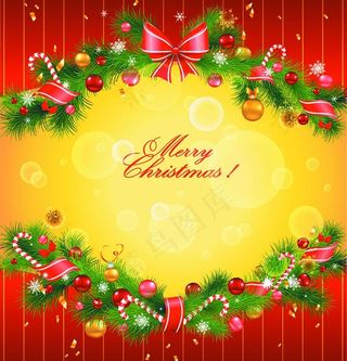 松枝圣诞背景贺卡图片