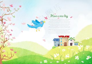 鸟语花香春天来PSD分层素材