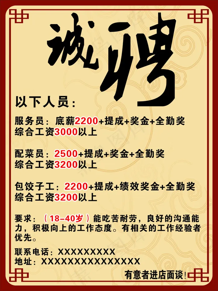 餐厅招聘cdr矢量模版下载