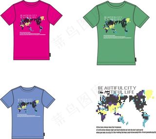 休闲款短袖创意世界地图