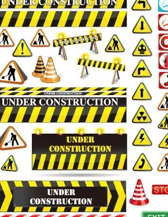 道路警示标识矢量素材eps,ai矢量模版下载