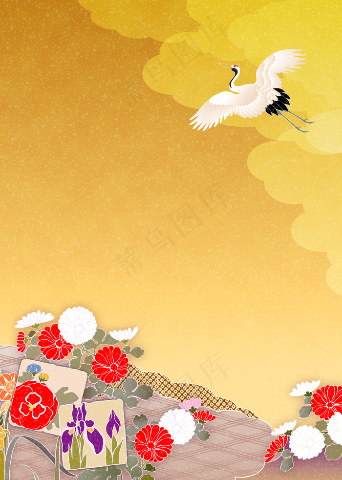黄红背景飞鹤背景图