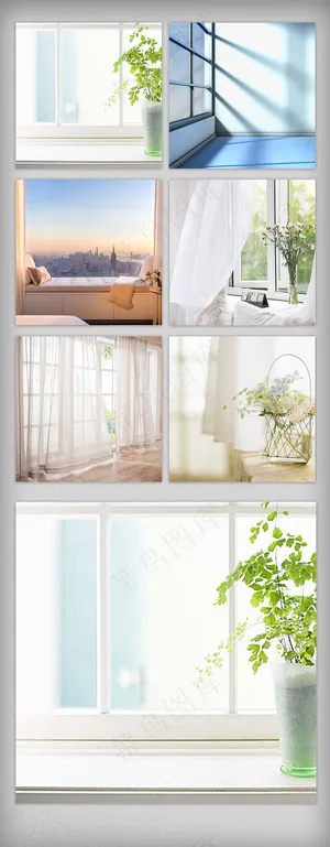 夏季小清新直通车室内窗户海报免费主...