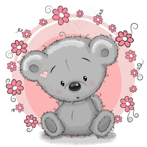 花朵灰色小熊图片