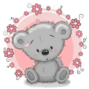 花朵灰色小熊图片
