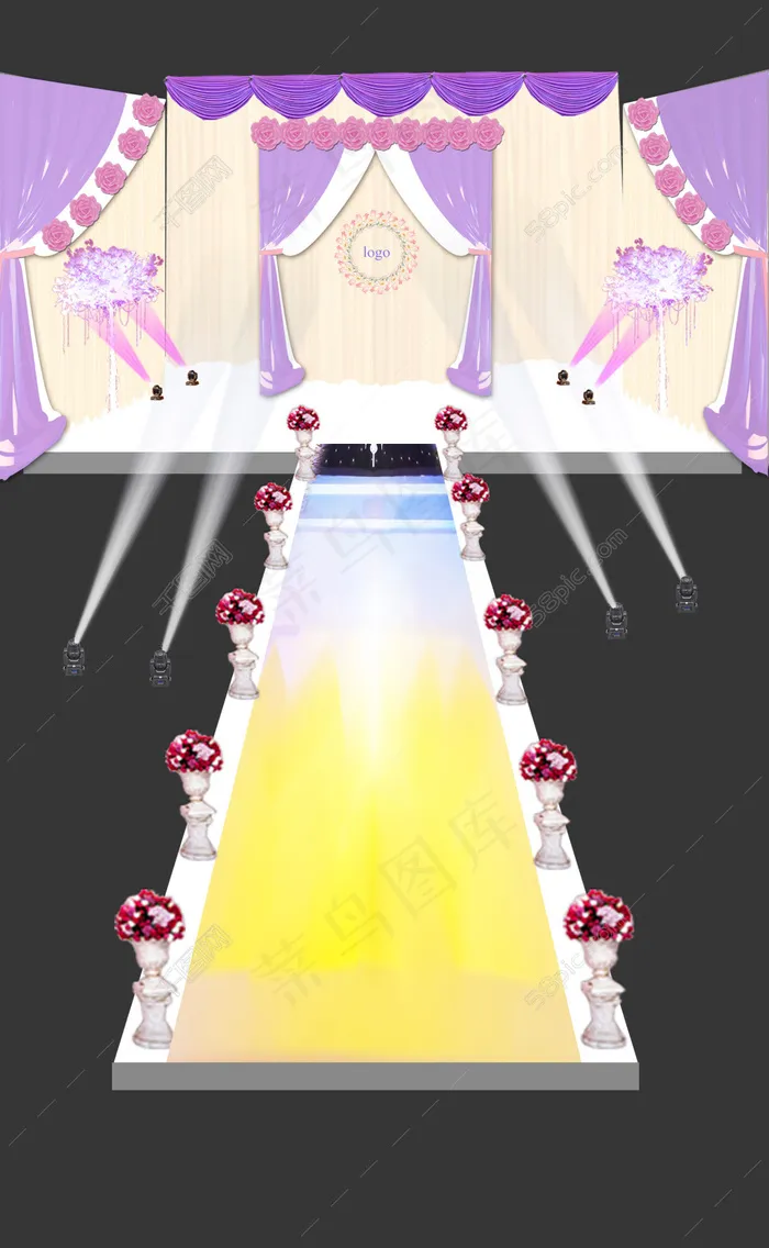 紫色纱幔婚礼(3997X6491(DPI:72))psd模版下载