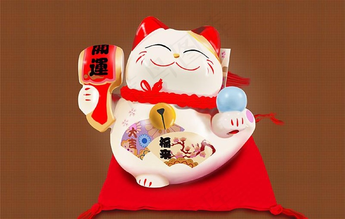 招财猫psd分层素材