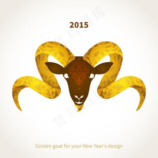 2015年金色羊头背景矢量素材