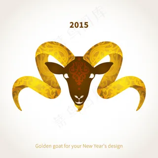 2015年金色羊头背景矢量素材 2015年金色羊头背景矢量素材