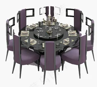 圆形餐桌模型素材