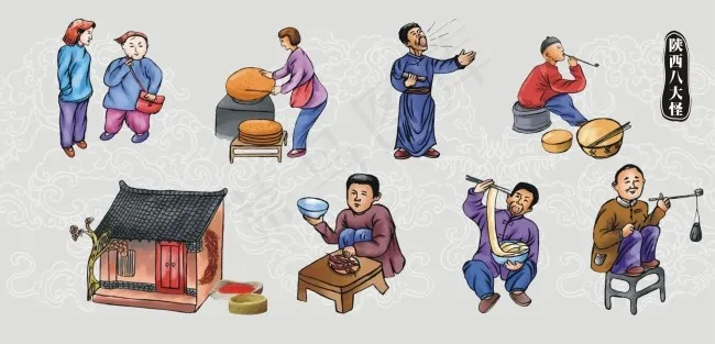 陕西八大怪cdr矢量模版下载