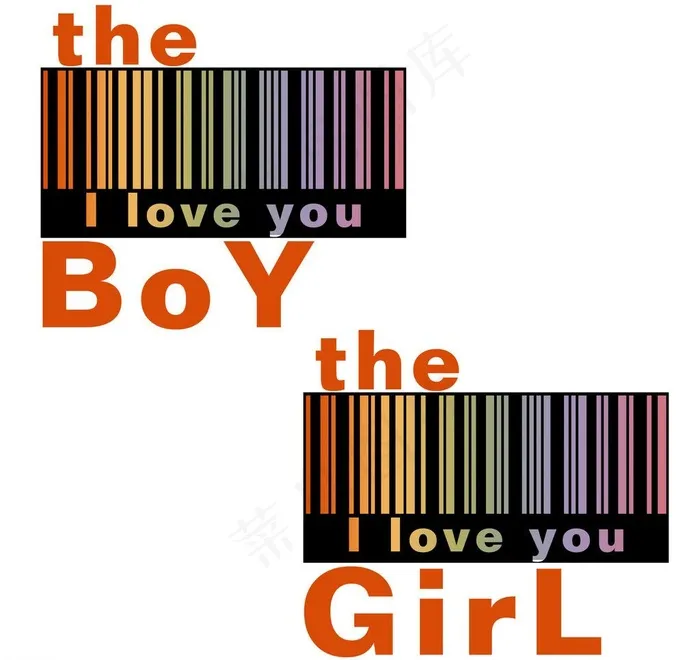 boy girl 情侣图案 服装印...psd模版下载