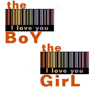 boy girl 情侣图案 服装印...