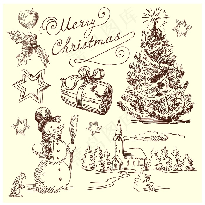 旧货圣诞插画矢量