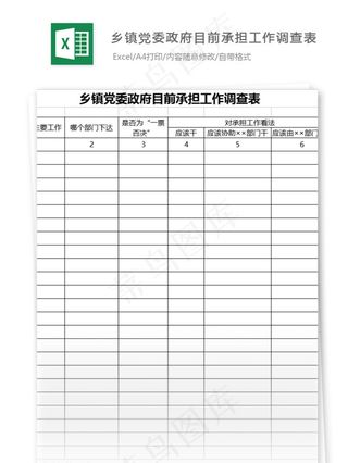 乡镇党委*目前承担工作调查表格