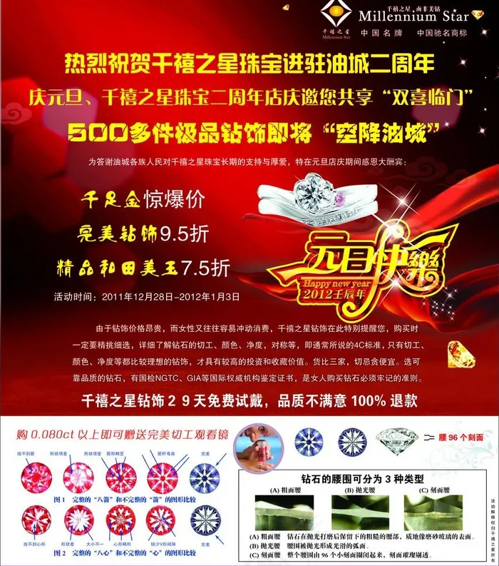 千禧之星珠宝元旦宣传促销海报图片(3012X3614(DPI:300))psd模版下载