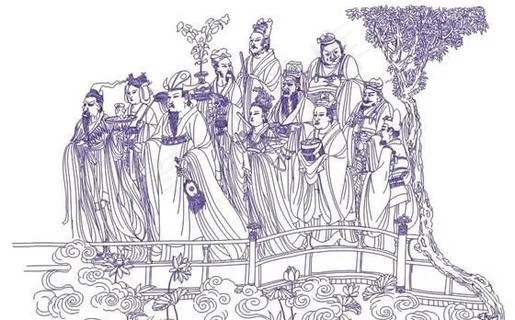 神像人物白描矢量素材