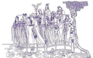 神像人物白描矢量素材