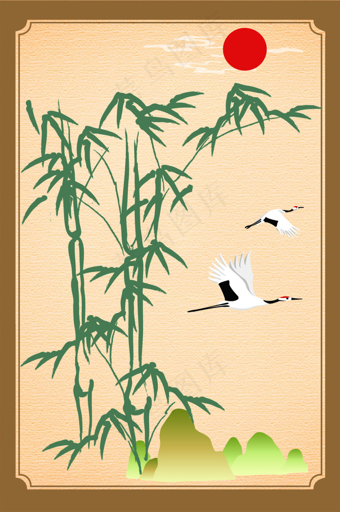 山水画ai矢量模版下载