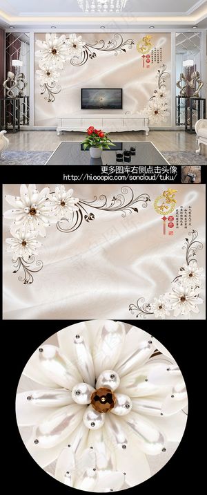 3D花朵立珠宝家和富贵花朵背景墙