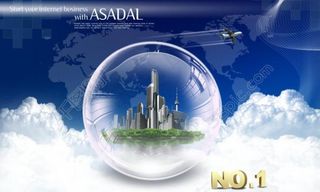 气泡天空建筑（气泡与房子合层）图片