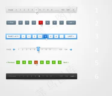 六款网站页码栏PSD素材