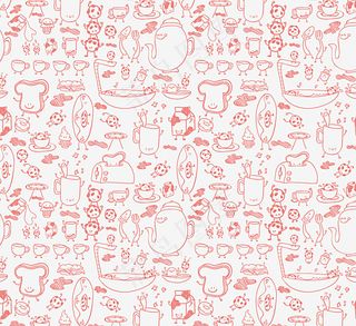 卡通下午茶无缝背景矢量素材图片