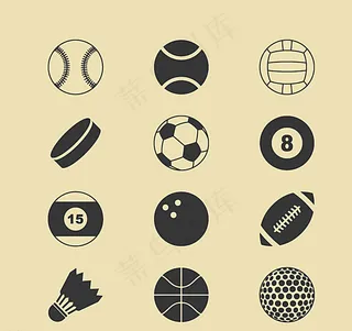 12款球类图标矢量素材图片