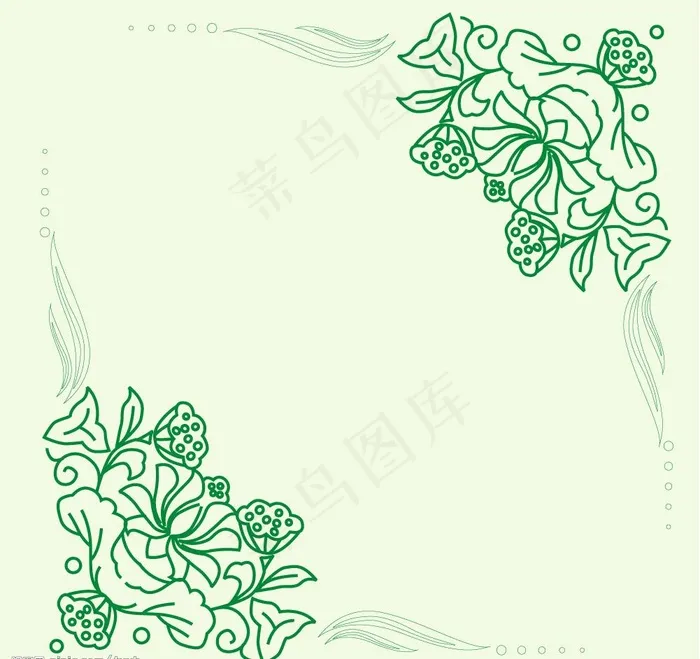 荷花、莲子花纹图片cdr矢量模版下载
