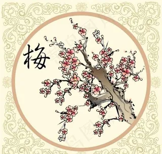 矢量梅花装饰画AI源文件