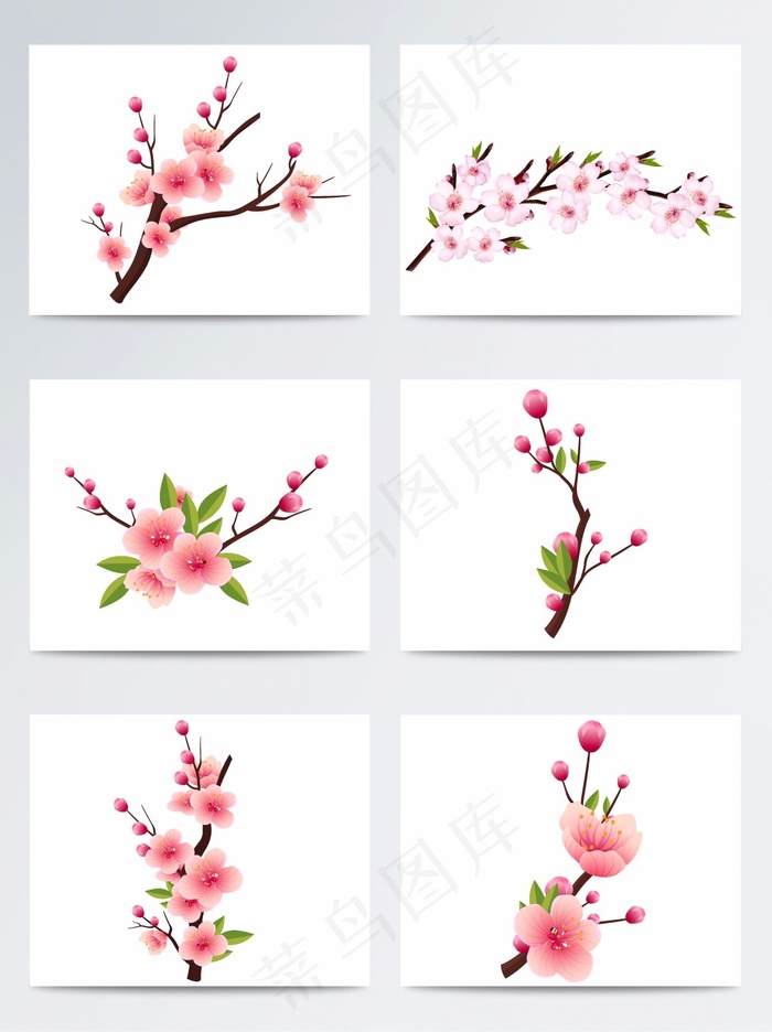 矢量唯美樱花桃花素材