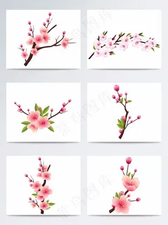 矢量唯美樱花桃花素材