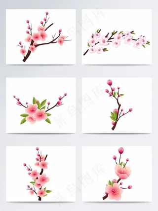 矢量唯美樱花桃花素材