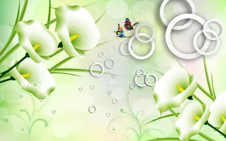 3D百合背景墙图片